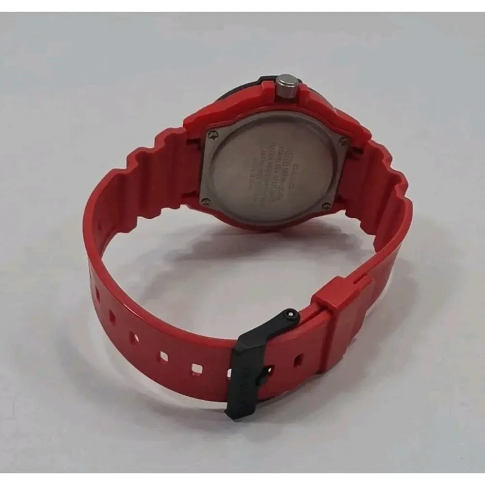 Casio MRW-200H Red & Black Analog Quartz Watch Day/Date New Battery Clean W287